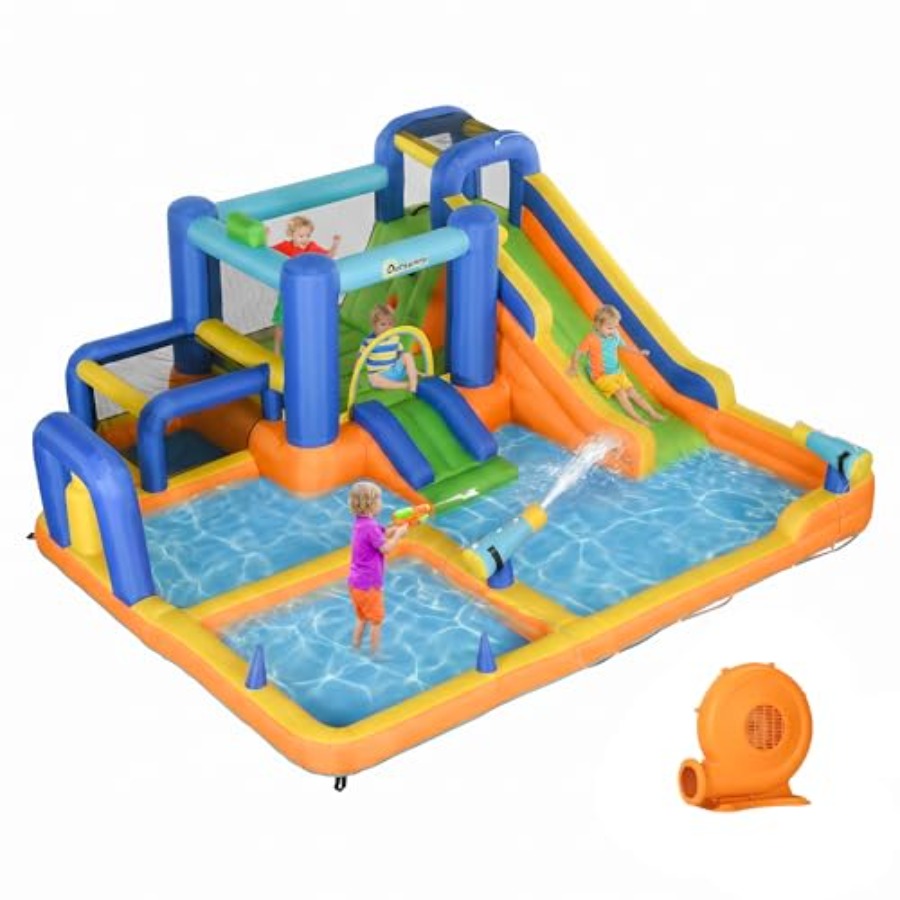 Water Slide Inflatable - Nadmuchiwana zjeżdżalnia wodna 7-w-1 z dmuchawą