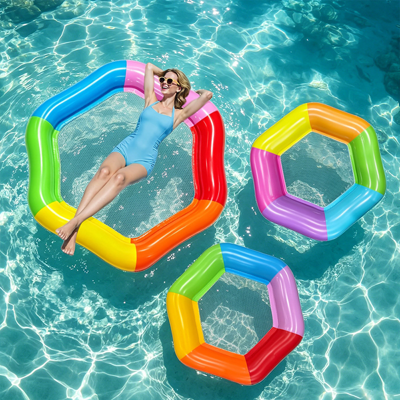 Nowy Sześciokątny Kolorowy Dmu – Pool Lounger Inflatable recenzja i cena