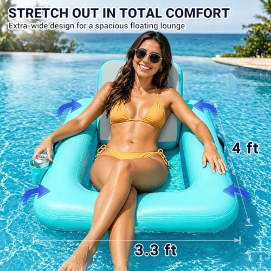 Pływające fotele z oparciem, d – Pool Lounger Inflatable recenzja i cena