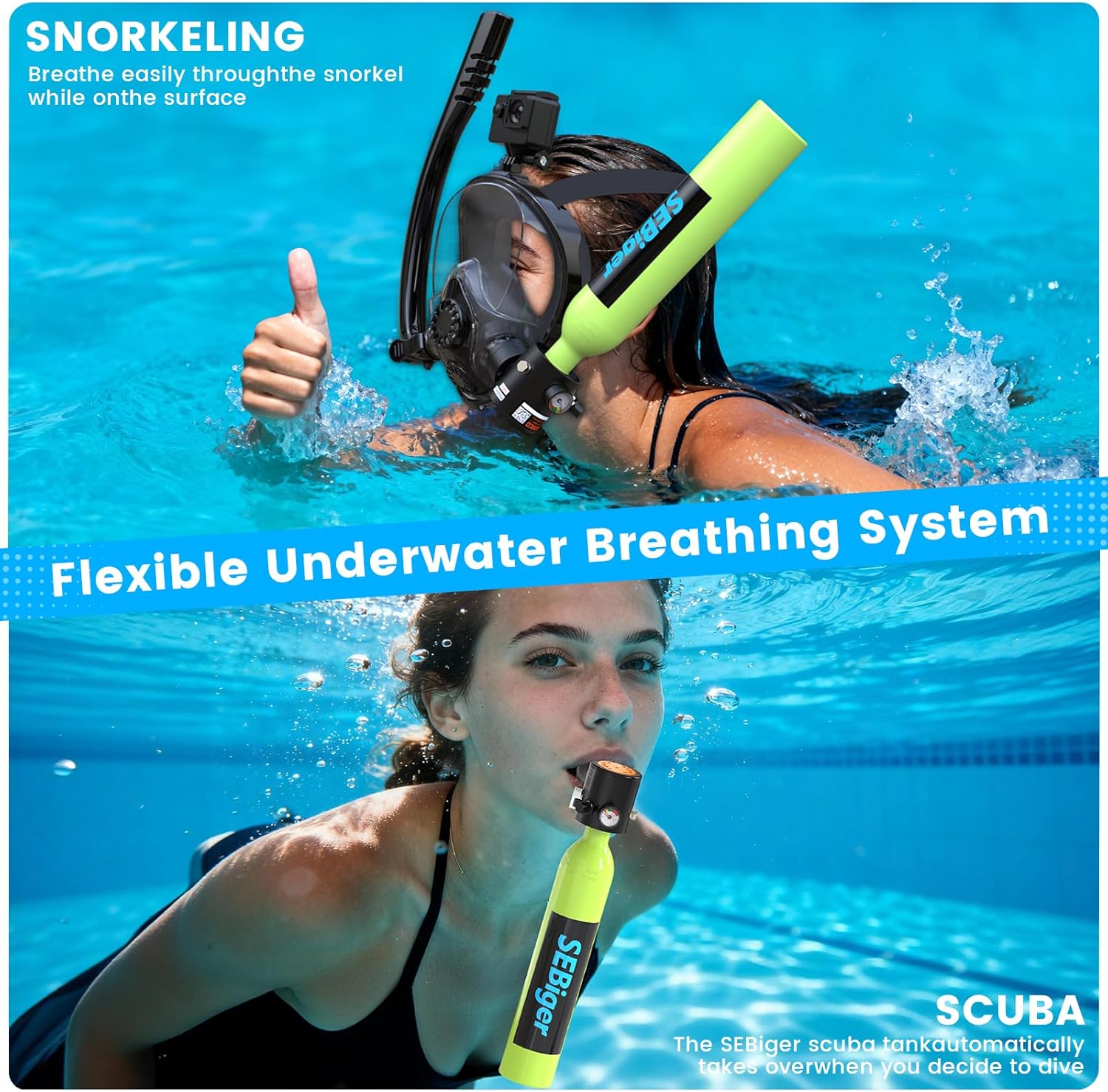 Mini butla do nurkowania 0.5L  – Snorkel Mask Full Face recenzja i cena